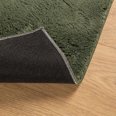 vidaXL Rug HUARTE Short Pile Soft and Washable Forest Green 160x160 cm