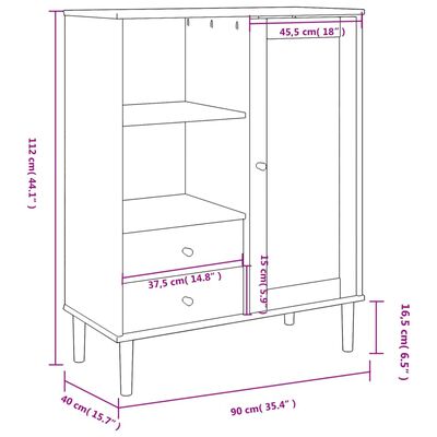 vidaXL Highboard SENJA Rattan Look Black 90x40x112 cm Solid Wood Pine