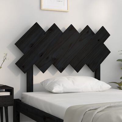 vidaXL Bed Headboard Black 104x3x80.5 cm Solid Wood Pine