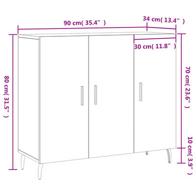 vidaXL Sideboard White 90x34x80 cm Engineered Wood