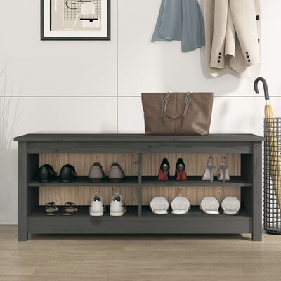 vidaXL Shoe Bench Grey 110x38x45.5 cm Solid Wood Pine