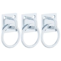 vidaXL Hitching Rings with Plates 3 pcs Silver Steel