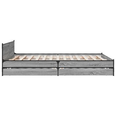 vidaXL Bed Frame with Drawers without Mattress Grey Sonoma 135x190 cm Double