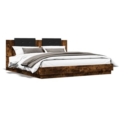 vidaXL Bed Frame without Mattress Smoked Oak 160x200 cm