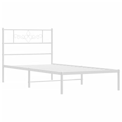 vidaXL Metal Bed Frame without Mattress with Headboard White 100x200 cm