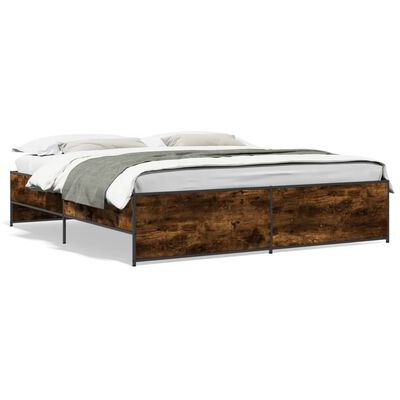 vidaXL Bed Frame without Mattress Smoked Oak 200x200 cm