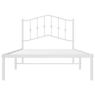 vidaXL Metal Bed Frame without Mattress with Headboard White 100x190 cm