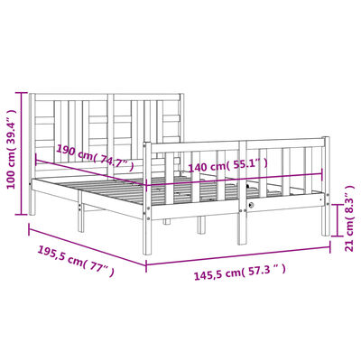 vidaXL Bed Frame without Mattress White 140x190 cm Solid Wood Pine