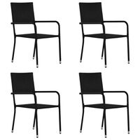 vidaXL Garden Dining Chairs 4 pcs Stackable Black Poly Rattan
