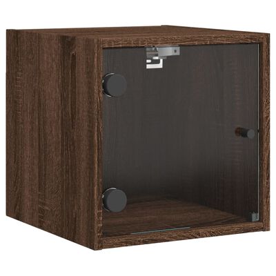 vidaXL Bedside Cabinet with Glass Door Brown Oak 35x37x35 cm