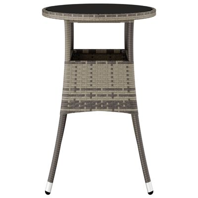 vidaXL Garden Table Ø60x75 cm Tempered Glass and Poly Rattan Grey