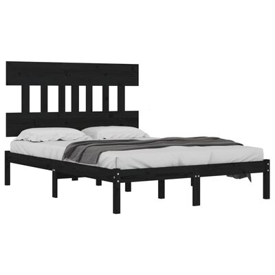 vidaXL Bed Frame without Mattress Black 180x200 cm Super King Solid Wood