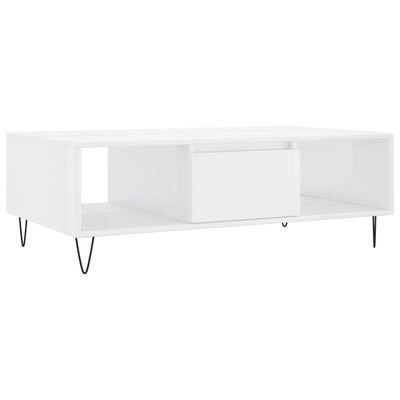 vidaXL Coffee Table High Gloss White 104x60x35 cm Engineered Wood