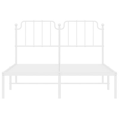 vidaXL Metal Bed Frame without Mattress with Headboard White 140x190 cm