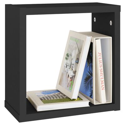 vidaXL Wall Cube Shelves 2 pcs Black 30x15x30 cm