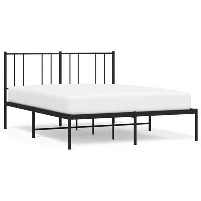 vidaXL Metal Bed Frame without Mattress with Headboard Black 120x190 cm Small Double