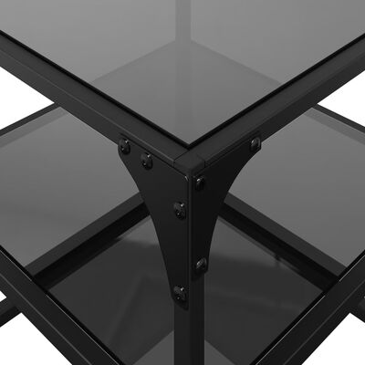 vidaXL Coffee Tables with Black Glass Top 2 pcs 40x40x45 cm Steel