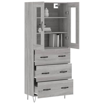 vidaXL Highboard Grey Sonoma 69.5x34x180 cm Engineered Wood