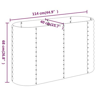 vidaXL Garden Raised Bed Powder-coated Steel 114x40x68 cm Green