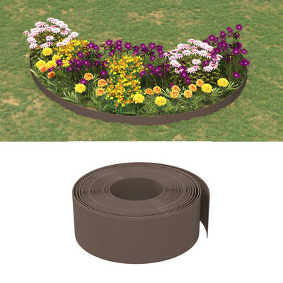 vidaXL Garden Edging Brown 10 m 20 cm Polyethylene