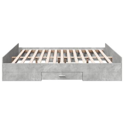 vidaXL Bed Frame with Drawers without Mattress Concrete Grey 180x200 cm Super King