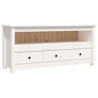 vidaXL TV Cabinet White 114x35x52 cm Solid Wood Pine