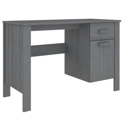 vidaXL Desk HAMAR Dark Grey 113x50x75 cm Solid Wood Pine