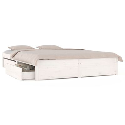 vidaXL Bed Frame without Mattress with Drawers White Double