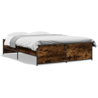 vidaXL Bed Frame without Mattress Smoked Oak 140x190 cm