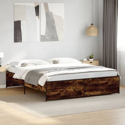 vidaXL Bed Frame without Mattress Smoked Oak 180x200 cm Super King