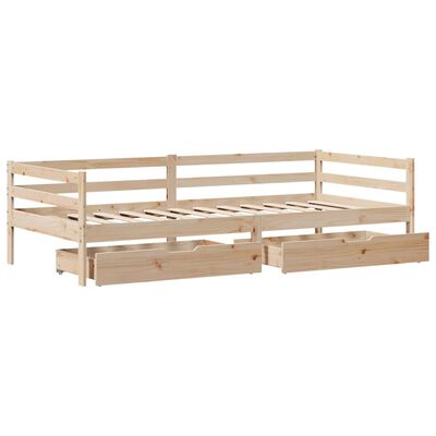 vidaXL Daybed with Drawers without Mattress 90x200 cm Solid Wood