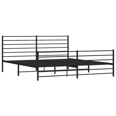 vidaXL Metal Bed Frame without Mattress with Footboard Black 200x200 cm