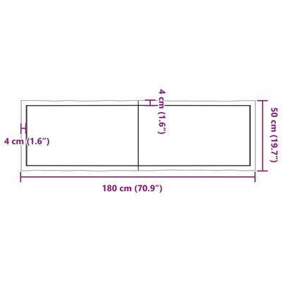 vidaXL Table Top 180x50x(2-6) cm Untreated Solid Wood Live Edge