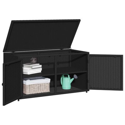 vidaXL Garden Storage Cabinet Black 110x55x60.5 cm Poly Rattan