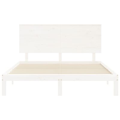 vidaXL Bed Frame without Mattress White King Size Solid Wood Pine