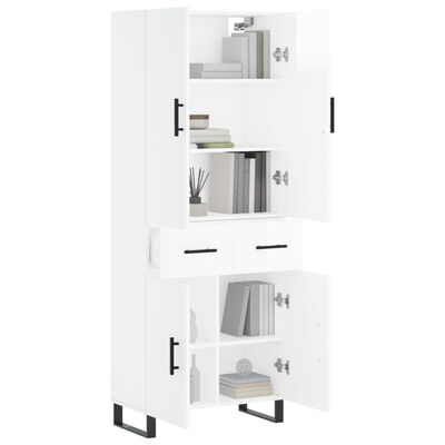 vidaXL Highboard High Gloss White 69.5x34x180 cm Engineered Wood