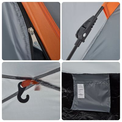 vidaXL Camping Tent 3-Person Grey and Orange Quick Release