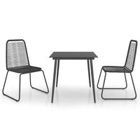 vidaXL 3 Piece Garden Dining Set PVC Rattan Black