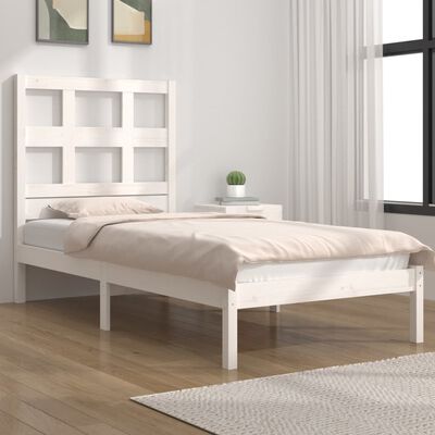 vidaXL Bed Frame without Mattress White 75x190 cm Small Single Solid Wood Pine