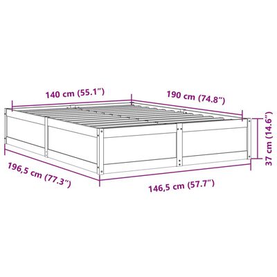 vidaXL Bed Frame without Mattress 140x190 cm Solid Wood Pine