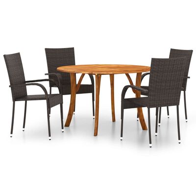 vidaXL 5 Piece Garden Dining Set Brown