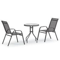 vidaXL 3 Piece Garden Bistro Set Grey