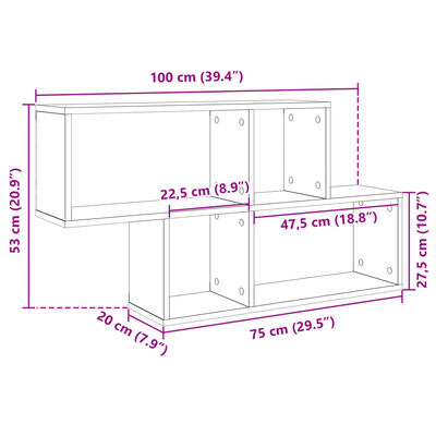 vidaXL Wall Shelf Brown Oak 100x20x53 cm Engineered Wood