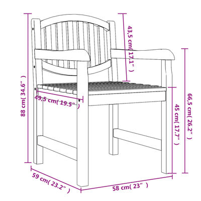 vidaXL Garden Chairs 6 pcs 58x59x88 cm Solid Wood Teak