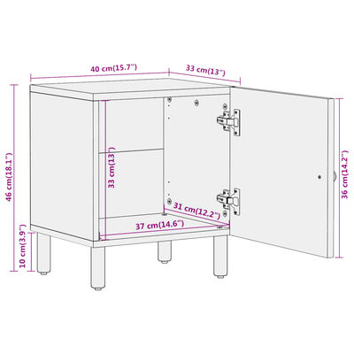 vidaXL Bedside Cabinet 40x33x46 cm Solid Wood Mango