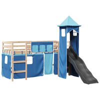 vidaXL Kids' Loft Bed with Tower Blue 80x200 cm Solid Wood Pine