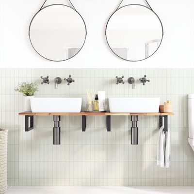 vidaXL Basin Shelf Wall Mounted Steel and Solid Wood Acacia