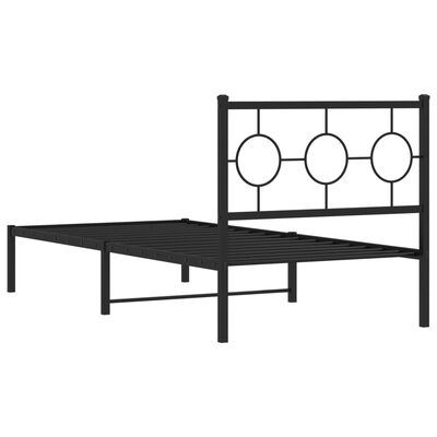 vidaXL Metal Bed Frame without Mattress with Headboard Black 90x190 cm Single