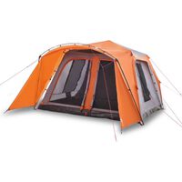 vidaXL Family Tent with Porch 9-Person Grey and Orange Quick Release