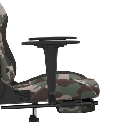 vidaXL Swivel Gaming Chair with Footrest Black and Camouflage Fabric